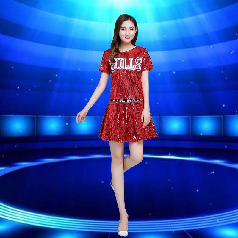 高档爵士舞演舞服女人DS亮片嘻哈现代舞出蹈服学生啦啦队服套装新