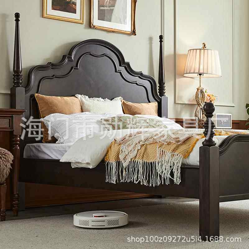 美式乡村实木床法式ZSS古轻奢主1卧双人床复简美式床现代约.8米床