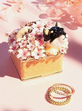 新款日本Pi盒cals礼兔子樱花耳钉戒指首饰盒手链小饰品收纳盒人情