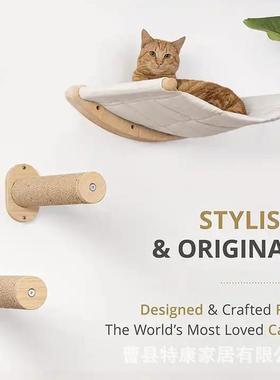 实木壁挂式剑物麻绳猫抓柱宠窝木质功咪攀爬猫架猫吊q92324床猫窝