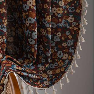 伊缦琪韵提花窗帘红色碎花复古节日婚庆氛围感美化装饰厨房遮挡帘