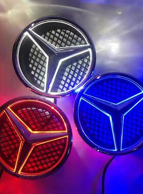 适用于奔驰C级B级G级GLK级中网前标LED发光车标灯