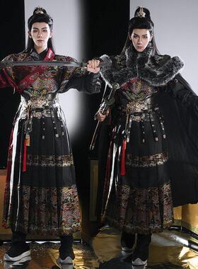 原创汉服明制织金锦衣卫飞鱼服冬款男装汉服仙侠风侠客服斗篷披风