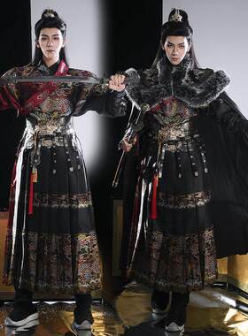 原创汉服明制织金锦衣卫飞鱼服冬款男装汉服仙侠风侠客服斗篷披风