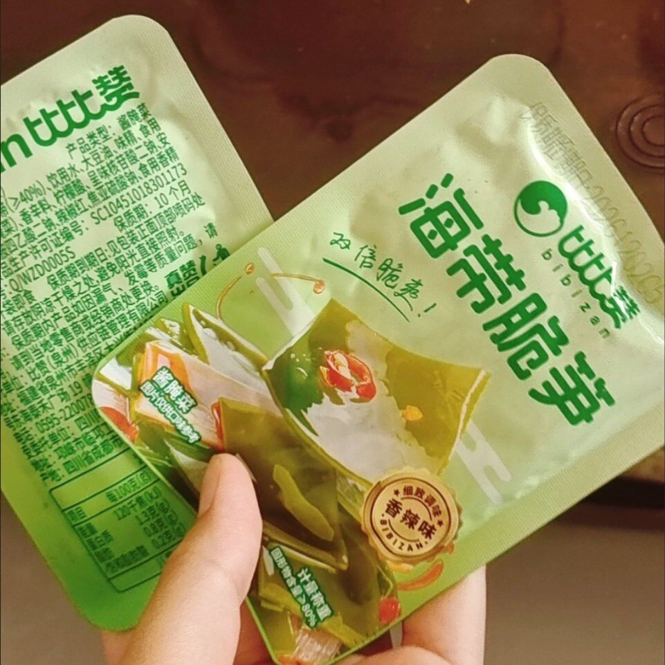新日期比比赞海带脆笋200g香辣味独立小包即食海带片脆笋片下饭菜
