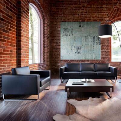 办公发简约会客区休室闲商尚德务接待三沙人位办公室创沙发茶几组