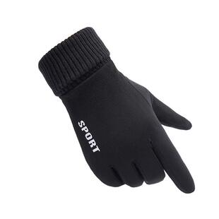 麂皮绒手套加绒保暖秋冬季男女士触屏防滑运动跑步外卖骑行开车