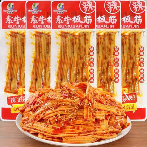 水汪汪素牛板筋塑胶跑道辣条香辣即食麻辣追剧劲辣爽解馋休闲零食
