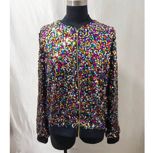 Mesh bottom embroidered bead sequin jacket, colorful