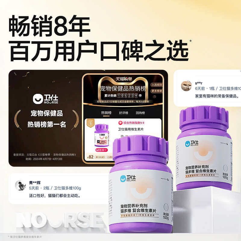 卫仕乳铁蛋白猫多维猫咪专用营养片复合维生素皮肤毛发掉毛卫士,宠物/宠物食品及用品,猫特色保健品,淘宝优惠券,粉丝福利购,淘宝优惠卷