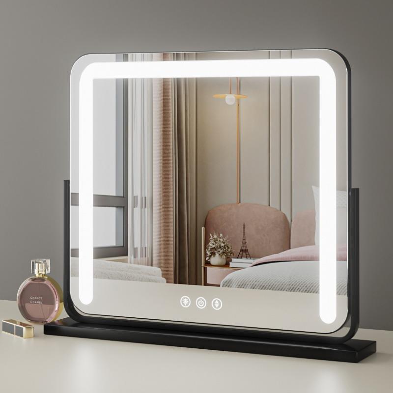 奢光大号网红台镜带灯卧室补美妆镜子梳妆镜化镜式轻HMB台桌妆面