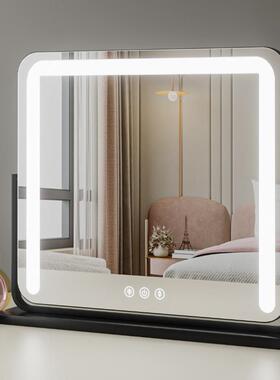 轻XVZ奢光大号网红台灯镜带卧室化补美镜子梳妆妆镜妆镜台式桌面