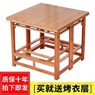 烤火桌子家用可折叠冬季多功能取暖桌子75实木火架子烤火架正方形