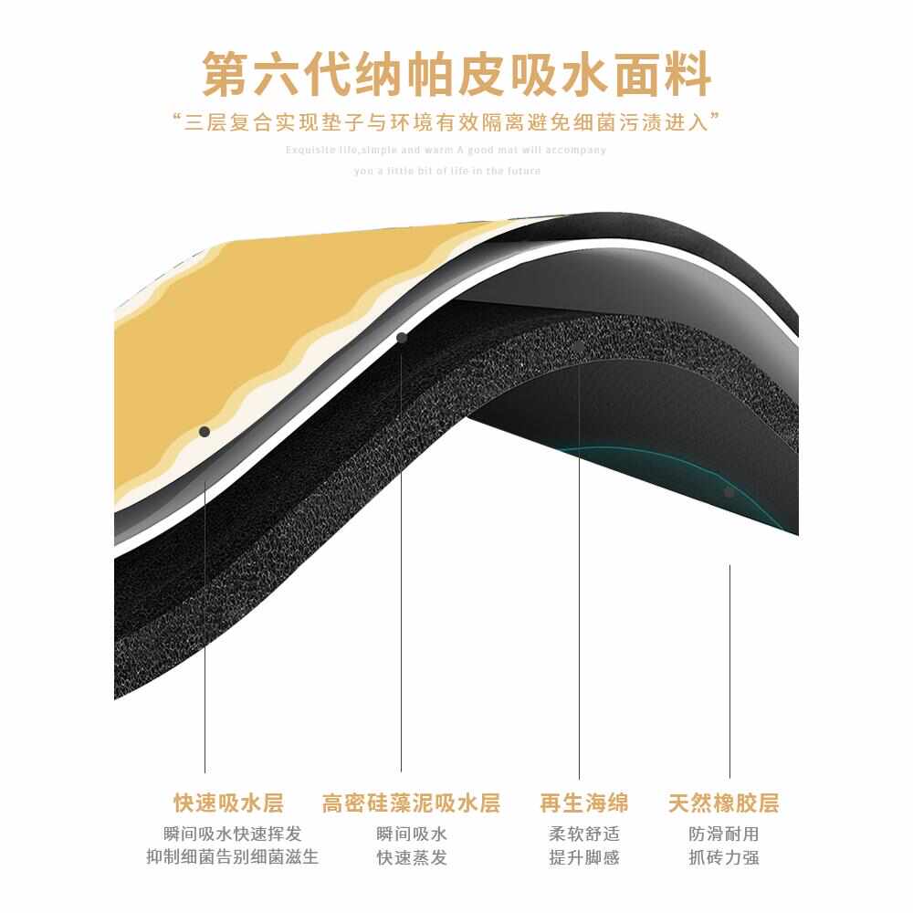 厨房专用硅藻泥地垫免洗防水防滑脚垫卫生间门口地毯长条吸水垫子