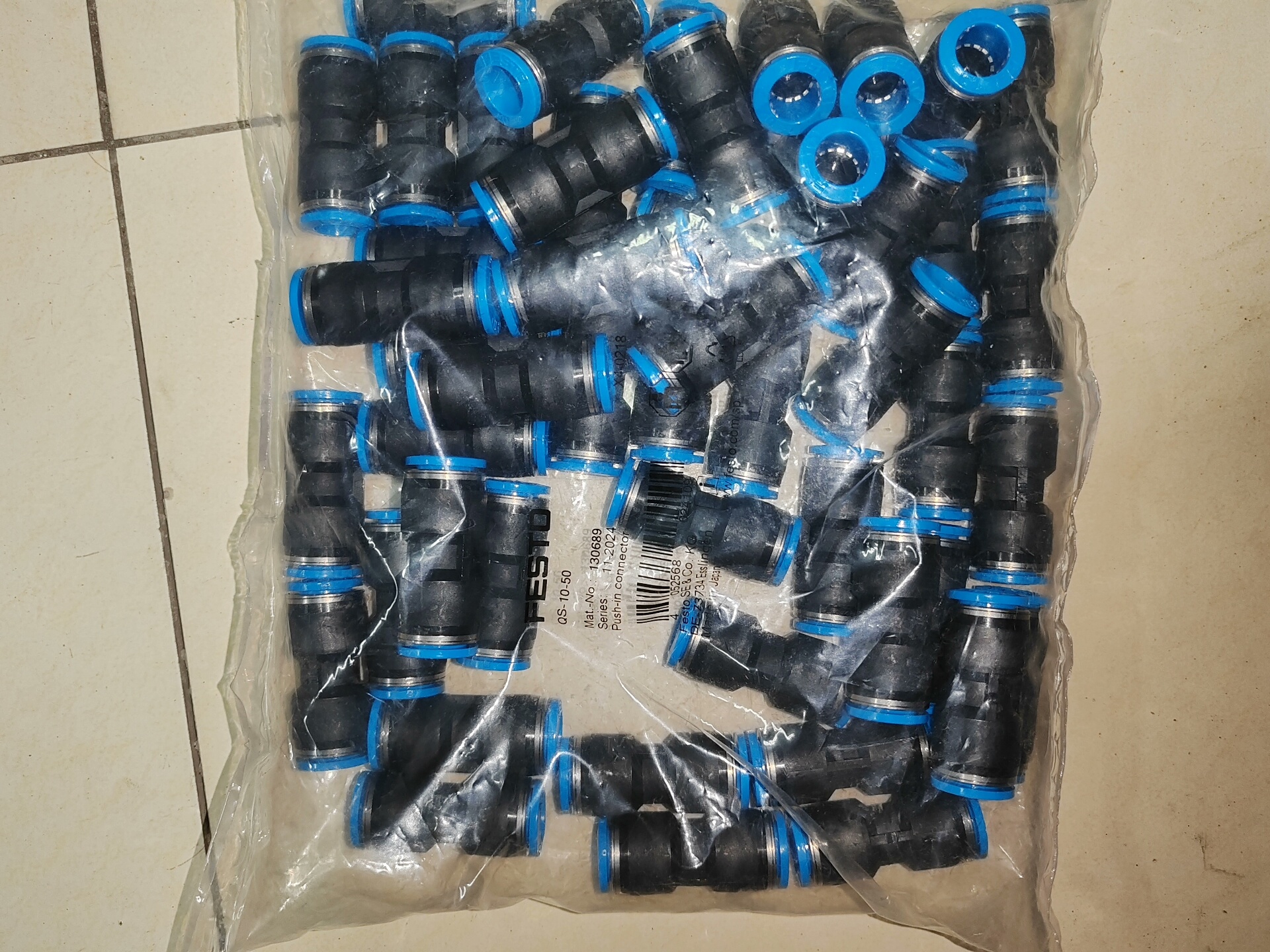 费斯托FESTO气管接头 QS-10-50，50个一包，全新