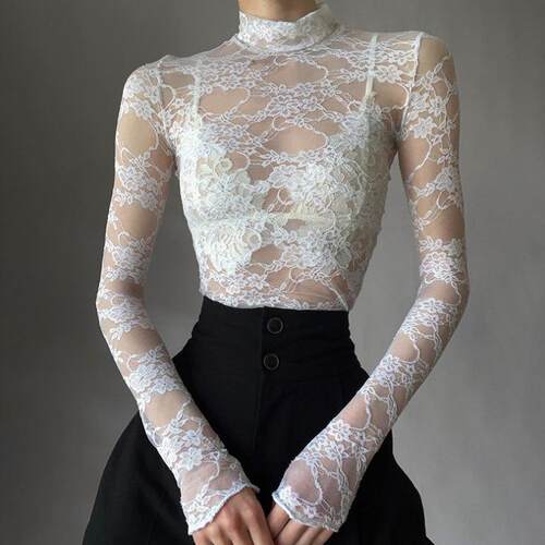 Lace patchwork top, sun resistant long sleeved top for