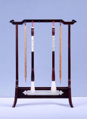 红酸枝古钱币笔架实木毛笔架明式毛笔挂文房四宝书法用品简约创意