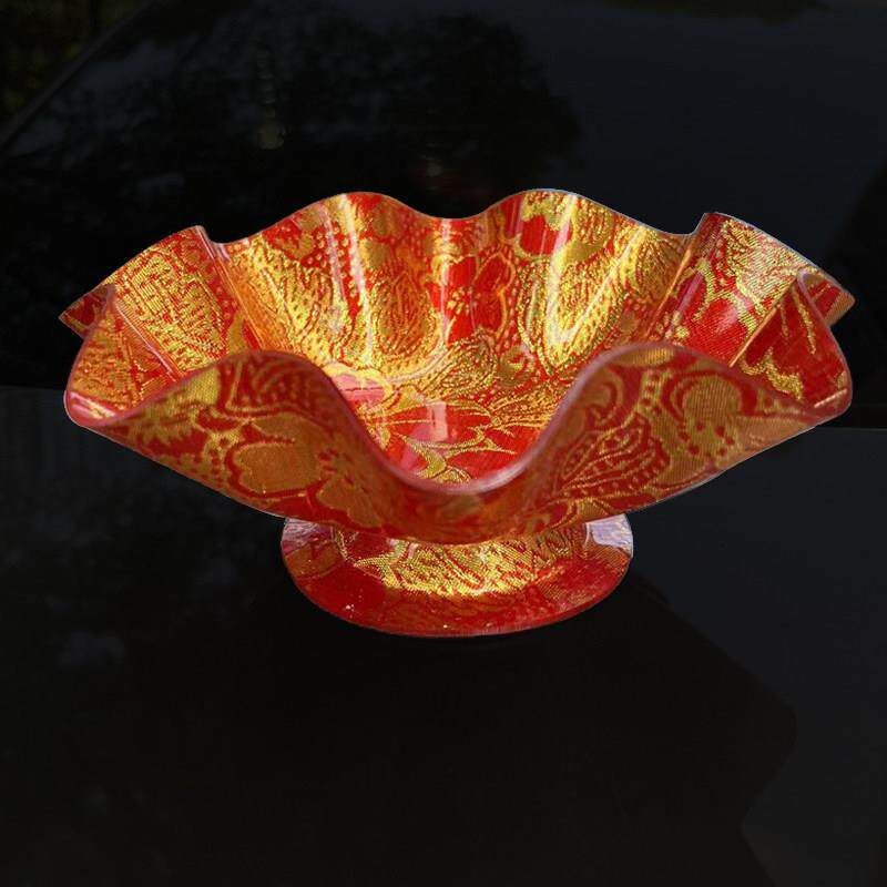 红色瓜子高脚盘水果盘带托塑料干果瓜子盘糖果盘乔迁漂亮红色供盆