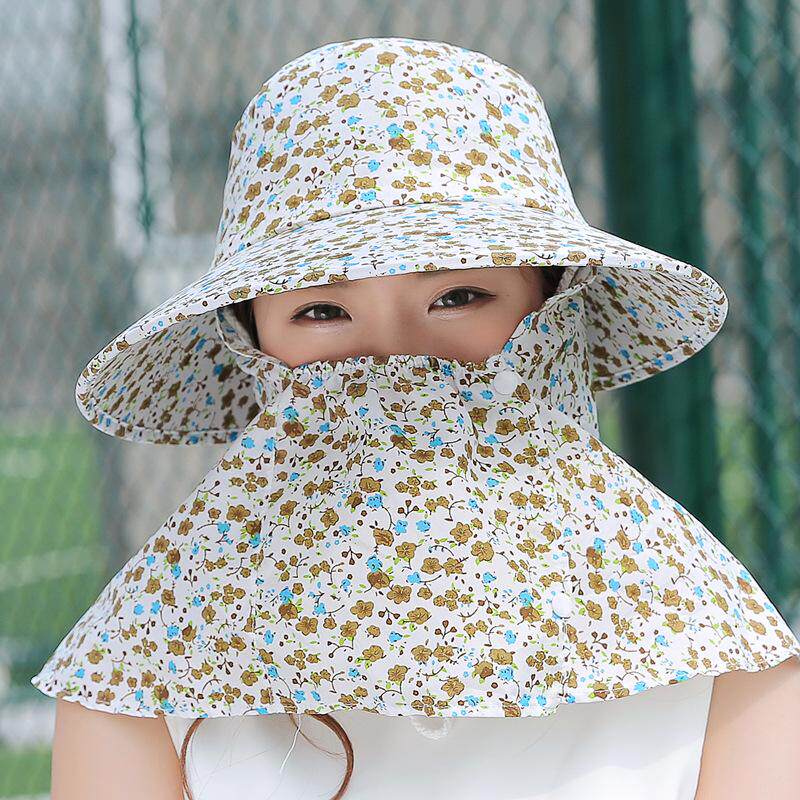 季女防紫外线太阳帽骑车防风帽防晒遮脸帽子采茶帽布帽