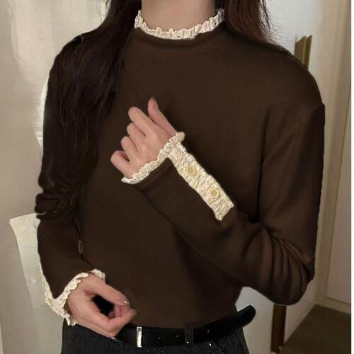 Splicing lace top, double-sided velvet insulation base,