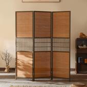 屏风隔断折屏做旧民俗复古新中式 折叠竹子实木玄关客厅遮挡办公室