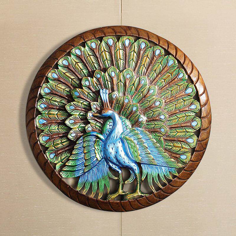 圆形泰国木雕雕花板 墙饰工艺品挂件 东南亚风格酒店会所软装饰品
