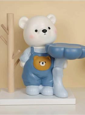 奶油风花瓣熊入户玄关钥匙收纳摆件可爱桌面客厅家居乔迁新居礼品