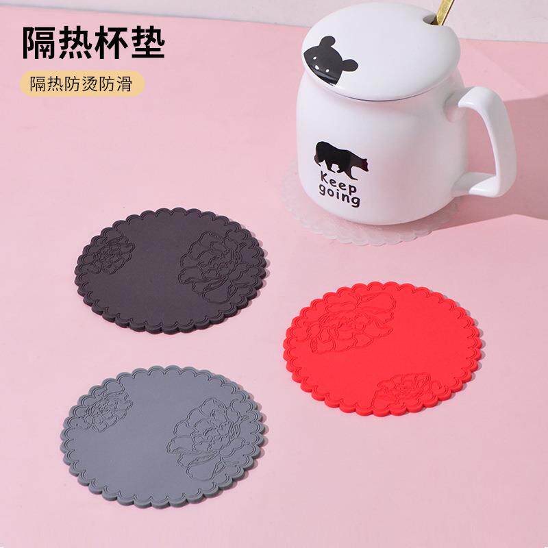 双牡丹杯垫隔热垫软胶防滑咖啡杯垫餐垫宾馆茶杯垫盘冷菜碟垫直销