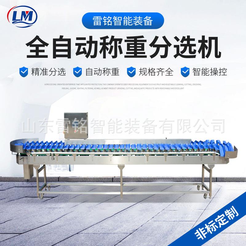 马哈鱼料盒分选机黄花三文鱼块称重分级机大型海产品分选加工设备