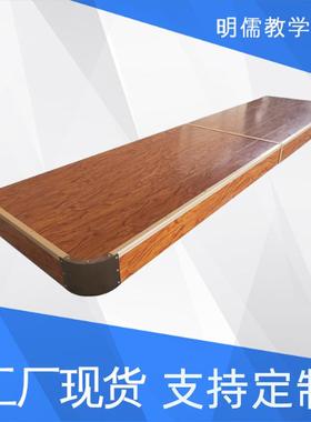 红色教学地台教师站台异形地台实木钢架圆角斜角钢质木质
