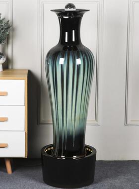 落地式流水喷泉花瓶装饰品陶瓷家居配件现代简单加湿器客厅会所装