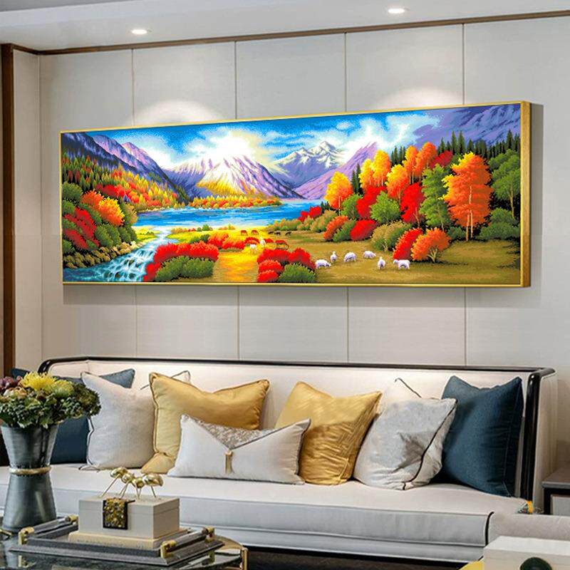 秋色伊人十字绣2024新款绣大幅客厅卧室风景山水画自己绣手工刺绣