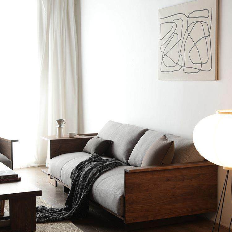 北欧黑胡桃木全实木沙发小户型现代简约日式轻奢型三人位客厅家具