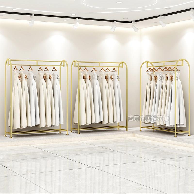 金色婚纱架子礼服高档展示架照相馆专用服装店挂衣服货架落地式简