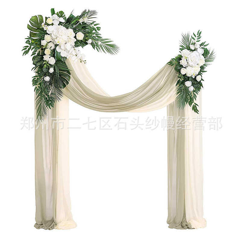 拱门仿真花四件套雪纺布幔帷幔纱幔花婚礼装饰厂家直供