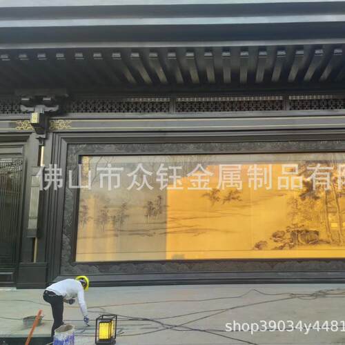 小区大门复古装饰金属斗拱新中式门楼售楼部不锈钢斗拱古建结构