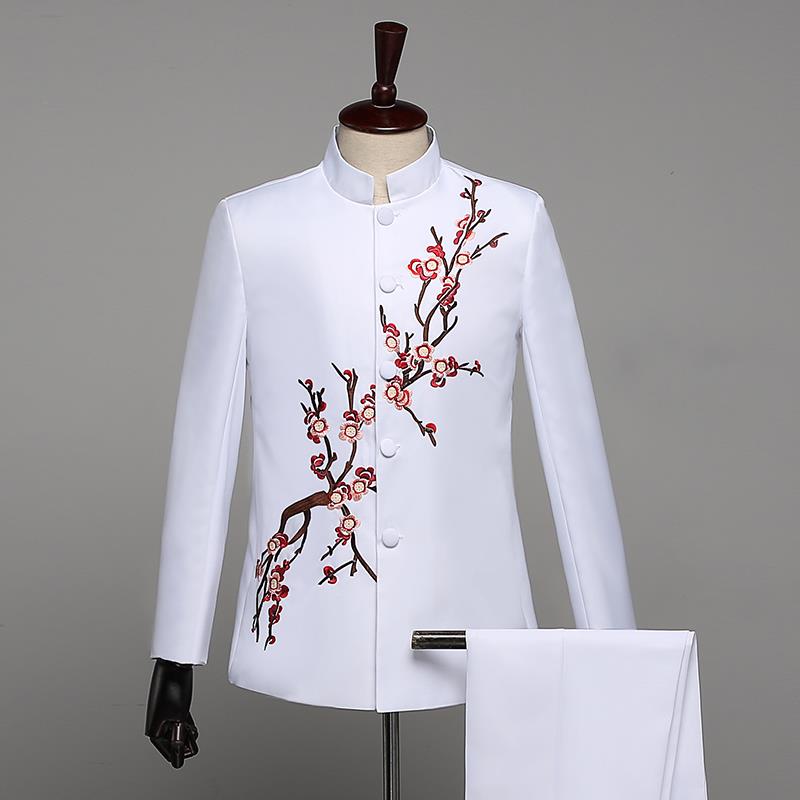 正品新款绣花中演山装服男老年单位红歌合服学校运动会出表唱演服