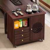 移动茶桌小茶台烧水壶一体家用茶水柜实木新中式 茶几边几茶具收纳