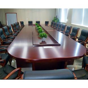 会议桌实木贴皮培训桌洽谈桌椭圆形办公家具开会桌长条办公桌油漆