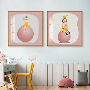 轻卧氺室儿童房装 269孩温 饰画文艺公主房奢挂墙面床头画北欧女S