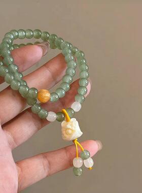 新中式醒狮双层叠戴串珠手链女简约冷淡清冷感手串高颜值古风手饰