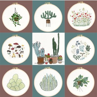 欧洲手绣DIY材料包绣初学者植物花卉花卉创意装饰画苏绣