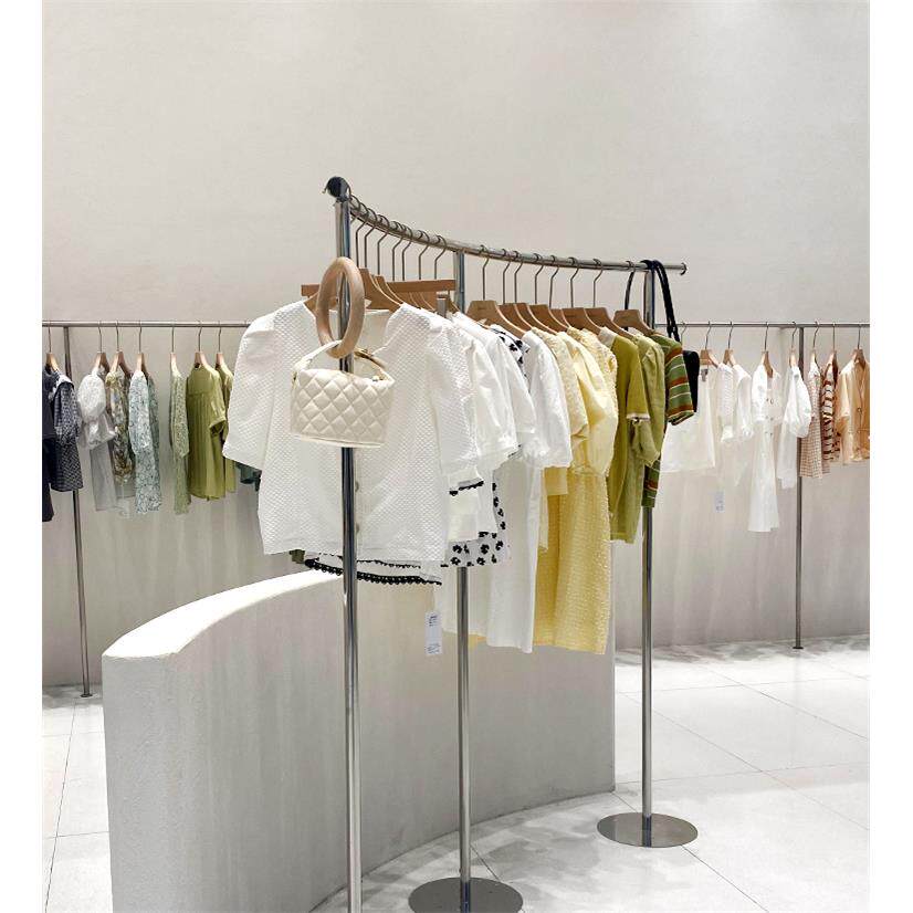 服装店专用半圆落地展示架弧形中岛架子不锈钢拉丝北欧风韩版网红
