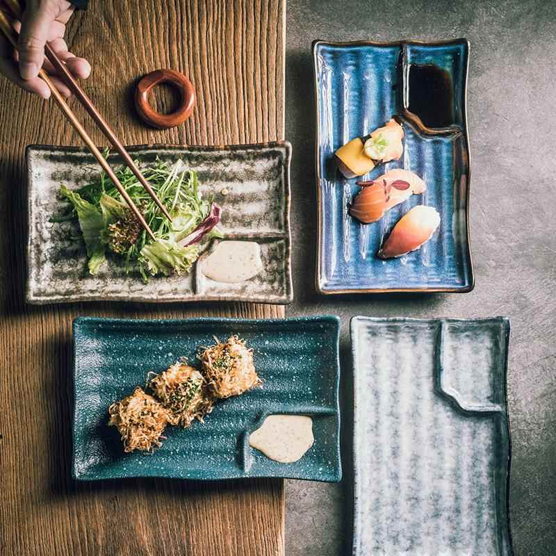 陶瓷日式饺子盘带醋碟蘸酱碟日式蘸料碟创意高颜值家用饺子盘