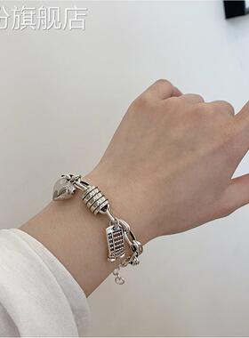 直播爆款个性算盘爱心吊坠手链女小众甜酷风百搭手饰跨境配饰