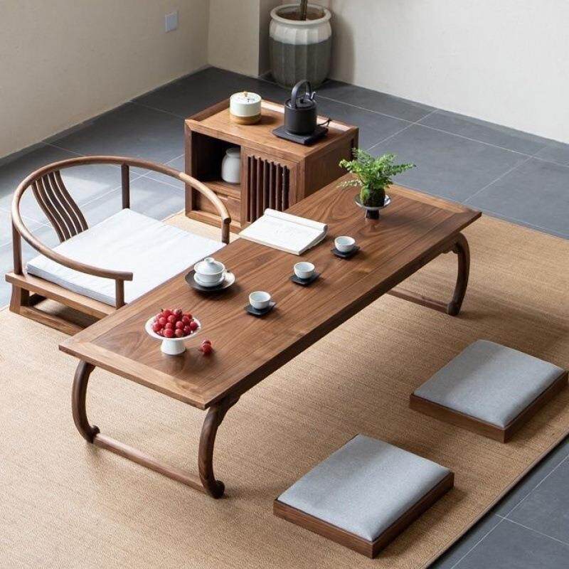 榻榻米茶桌简约禅意茶几实木小桌子飘窗书桌阳台中式小矮炕桌家=