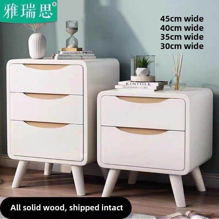实木床头柜白色45厘米现代简单儿童储物柜30/35/40厘米宽小床头柜