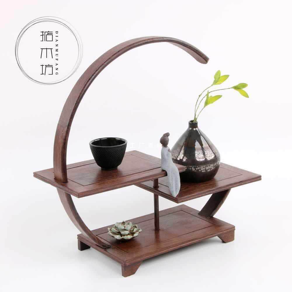小博古摆架实木中式古典多宝架阁古董茶博古架壶茶具架子置物架件