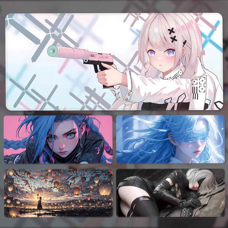 动漫滑鼠垫超大男生二次元电竞游戏锁边定制电脑键盘垫子办公桌垫