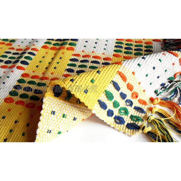 高档族棉垫线编织流苏地毯卧室床前地垫飘窗桌旗桌布民风布艺沙垫